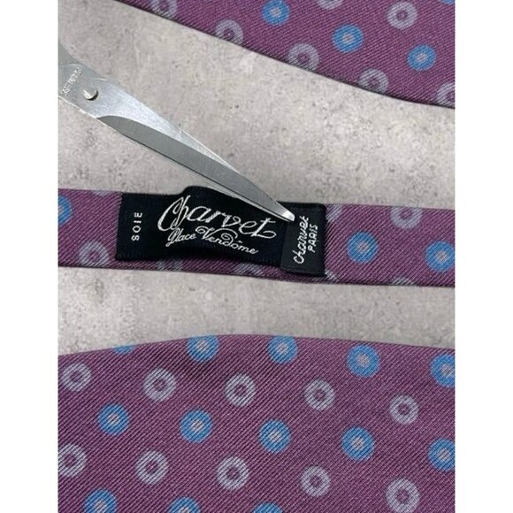 CHARVET Silk LUXURY Self Bow Tie FRANCE Purple Blue Geometric W:2.2" EUC - Picture 3 of 3